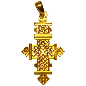 Ethiopian Cross Pendant  , 14K Gold plated